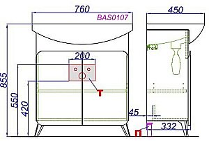 Тумба с раковиной Aqwella Basic 75 дуб золотой для ванной в интернет-магазине Sanbest