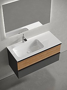 Тумба с раковиной Sancos DELTA DL100LGR + CN7014 100 дуб красный/графит для ванной в интернет-магазине Sanbest