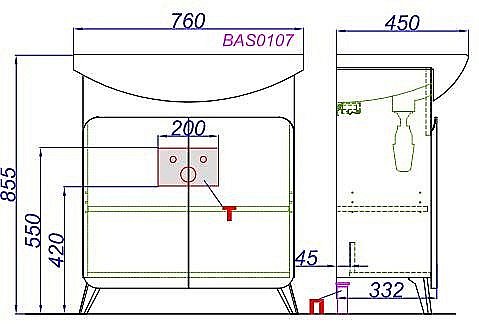 Тумба с раковиной Aqwella Basic 75 дуб золотой для ванной в интернет-магазине Sanbest