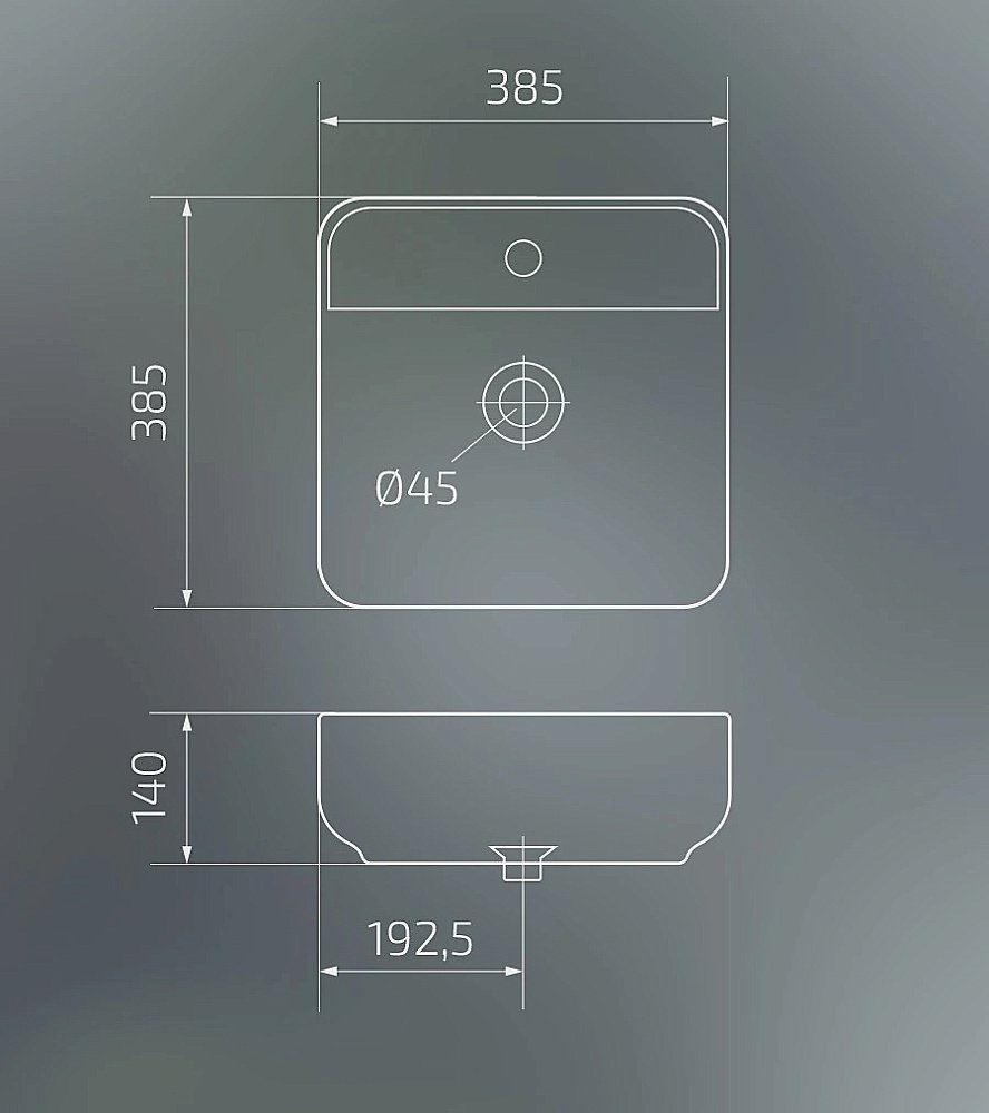 Раковина накладная Gid Geometrico 38,5 N9044 51165 белая купить в интернет-магазине Sanbest