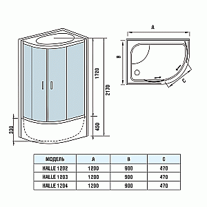 Душевая кабина WeltWasser WW500 HALLE 1204 120х90 купить в интернет-магазине Sanbest