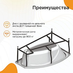 Ванна с гидромассажем Радомир София 169х99 СТАНДАРТ ХРОМ белая купить в интернет-магазине Sanbest