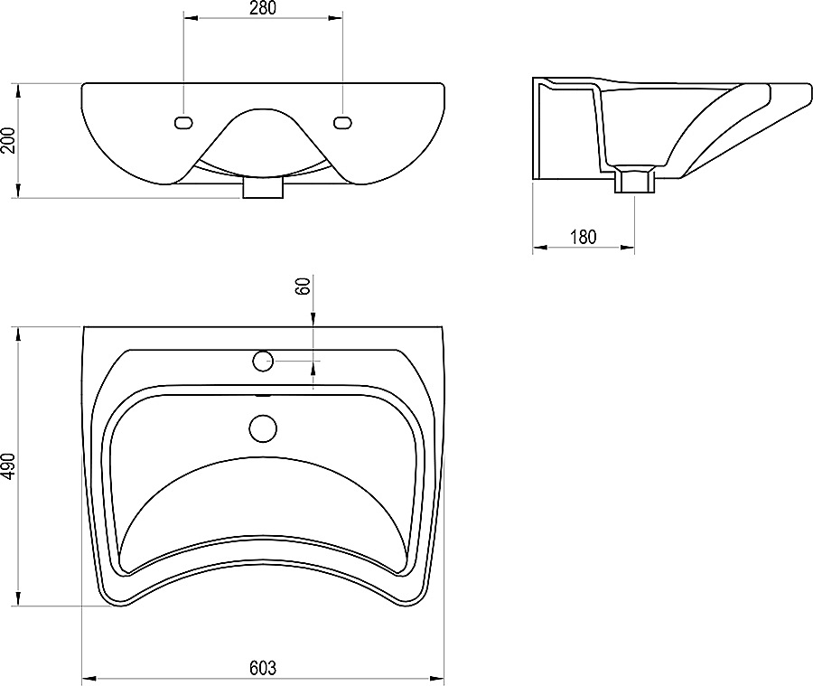 Раковина Ravak Safe 600 XJX01160006 БЕЛЫЙ купить в интернет-магазине Sanbest