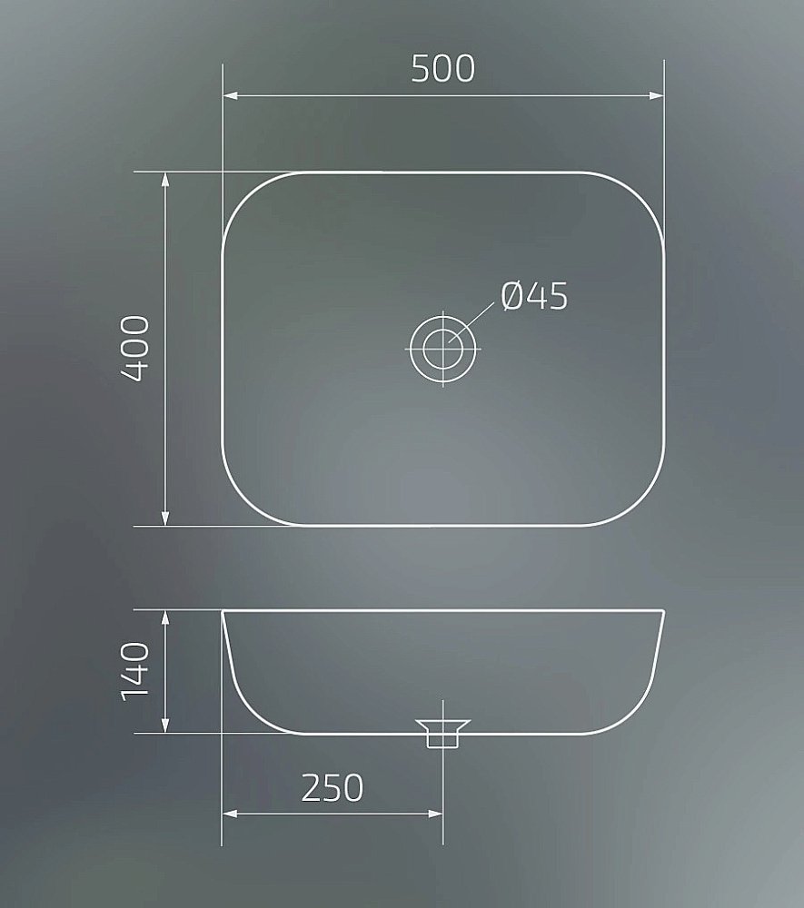 Раковина накладная Gid Geometrico 50 BL1302 53347 черная купить в интернет-магазине Sanbest