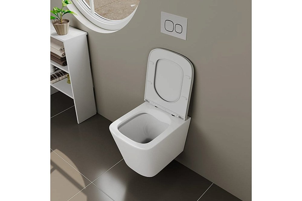 Унитаз подвесной D&K Berlin DT1436016 белый безободковый, с крышкой микролифт купить в интернет-магазине Sanbest