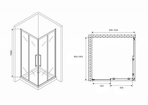 Душевой уголок ABBER Schwarzer Diamant AG02100H стекло прозрачное/профиль хром купить в интернет-магазине Sanbest