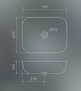 Раковина накладная Gid Geometrico 50 BL1302 53347 черная купить в интернет-магазине Sanbest