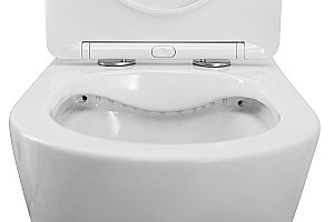 Унитаз подвесной Art&Max Bianchi AM9311CHR/SC белый, с сиденьем микролифт, безободковый купить в интернет-магазине Sanbest