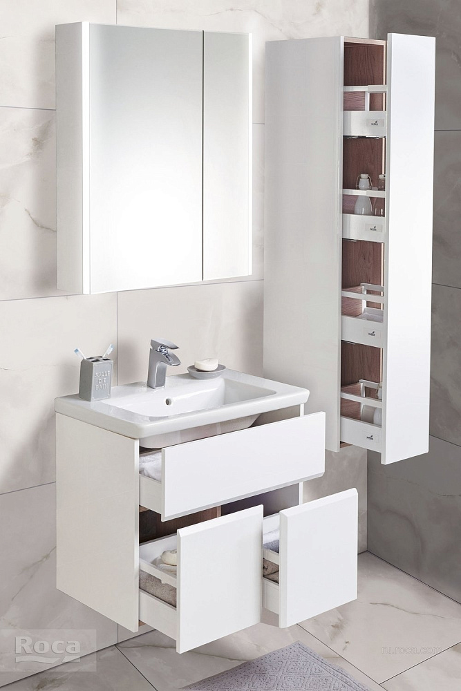 Зеркальный шкаф Roca UP ZRU9303016 70 белый глянец в ванную от интернет-магазине сантехники Sanbest