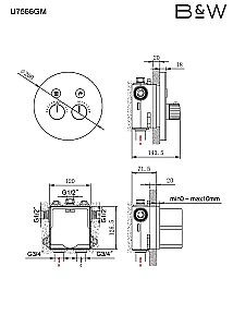 Душевая система Black&White UNIVERSE U7566GM оружейная сталь купить в интернет-магазине сантехники Sanbest