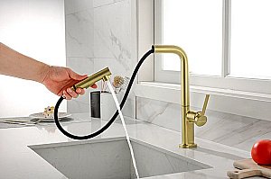 Смеситель для кухни Paulmark Neo Ne214419-LG  светлое золото купить в интернет-магазине сантехники Sanbest