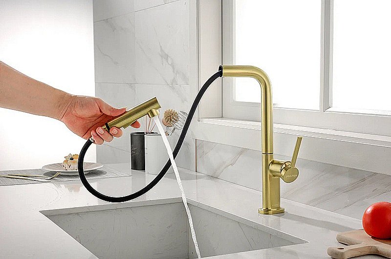 Смеситель для кухни Paulmark Neo Ne214419-LG  светлое золото купить в интернет-магазине сантехники Sanbest