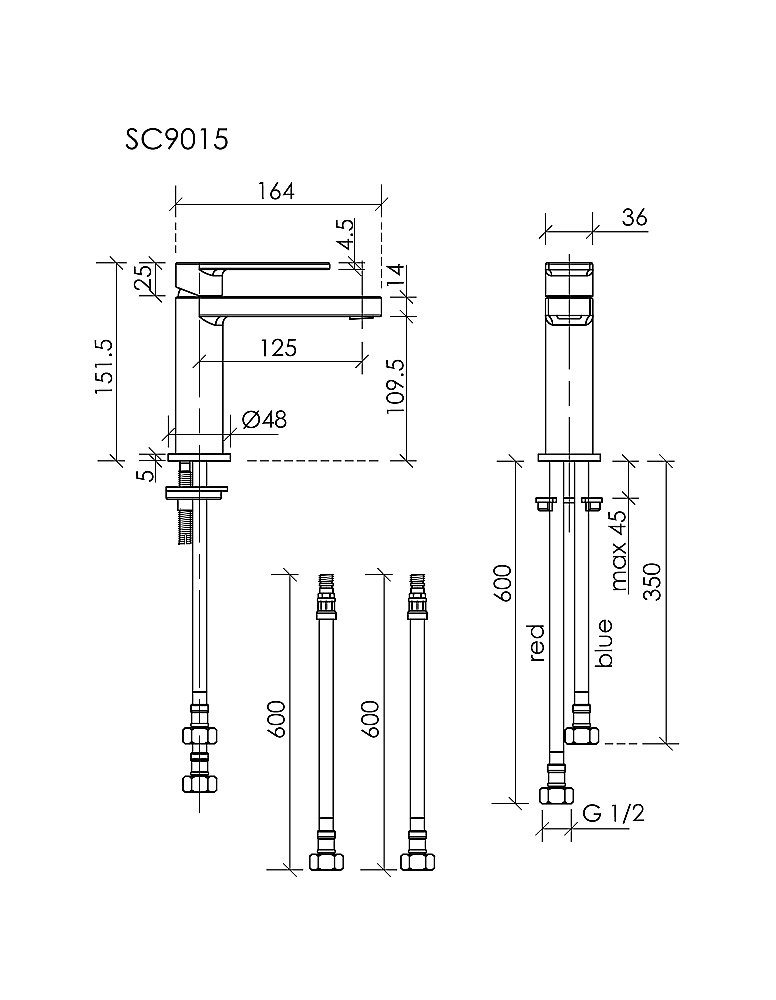 Смеситель для раковины Sancos Studio SC9015GG вороненая сталь купить в интернет-магазине сантехники Sanbest