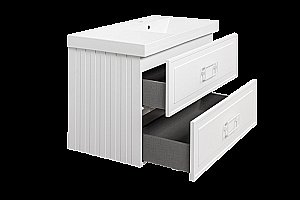 Тумба с раковиной La Fenice Cubo Twin 90 бежевая матовая/ручки белые для ванной в интернет-магазине Sanbest