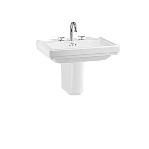 Раковина на полупьедестале Burlington Riviera 65 RIV2 3TH RIV7 с 3-мя отверстиями белая купить в интернет-магазине Sanbest