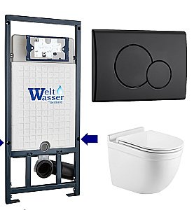 Унитаз с инсталляцией WeltWasser MARBERG 507 + HEIMBACH 043 GL-WT + MAR 507 RD MT-BL купить в интернет-магазине Sanbest