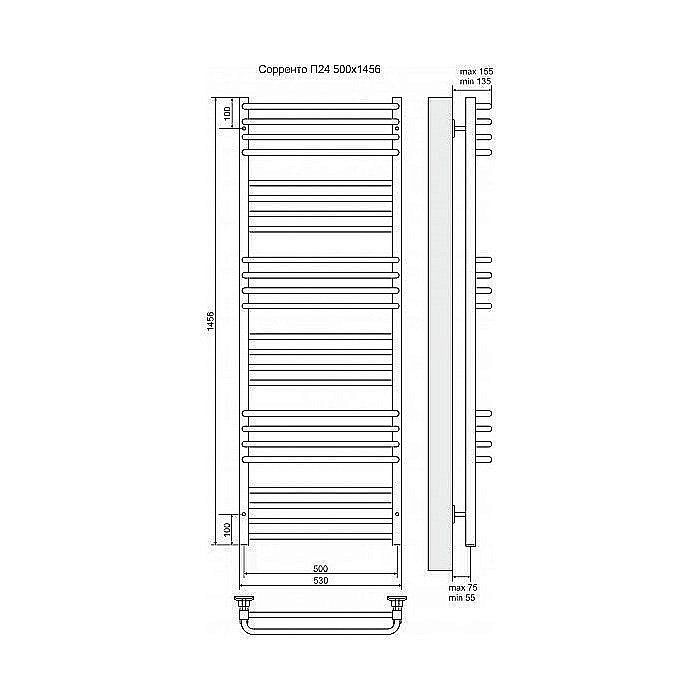 Полотенцесушитель электрический Terminus Сорренто П24 500x1456 левый/правый купить в интернет-магазине сантехники Sanbest