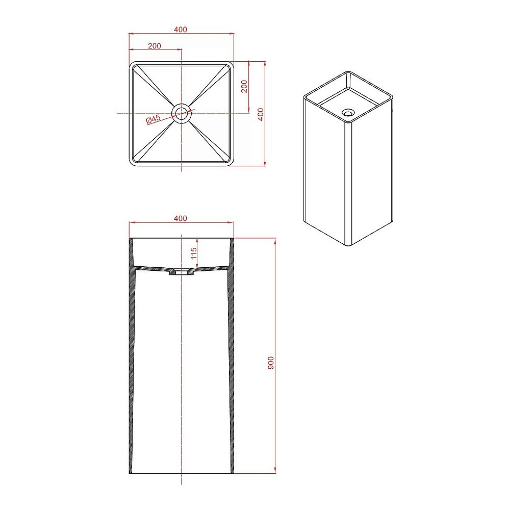 Раковина напольная Montebianco TORRE 13011 белая матовая купить в интернет-магазине Sanbest