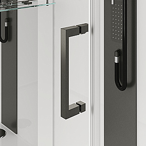 Душевая кабина Black&White Galaxy 110х80 8708000GM с гидромассажем, стекло прозрачное/профиль оружейная сталь купить в интернет-магазине Sanbest