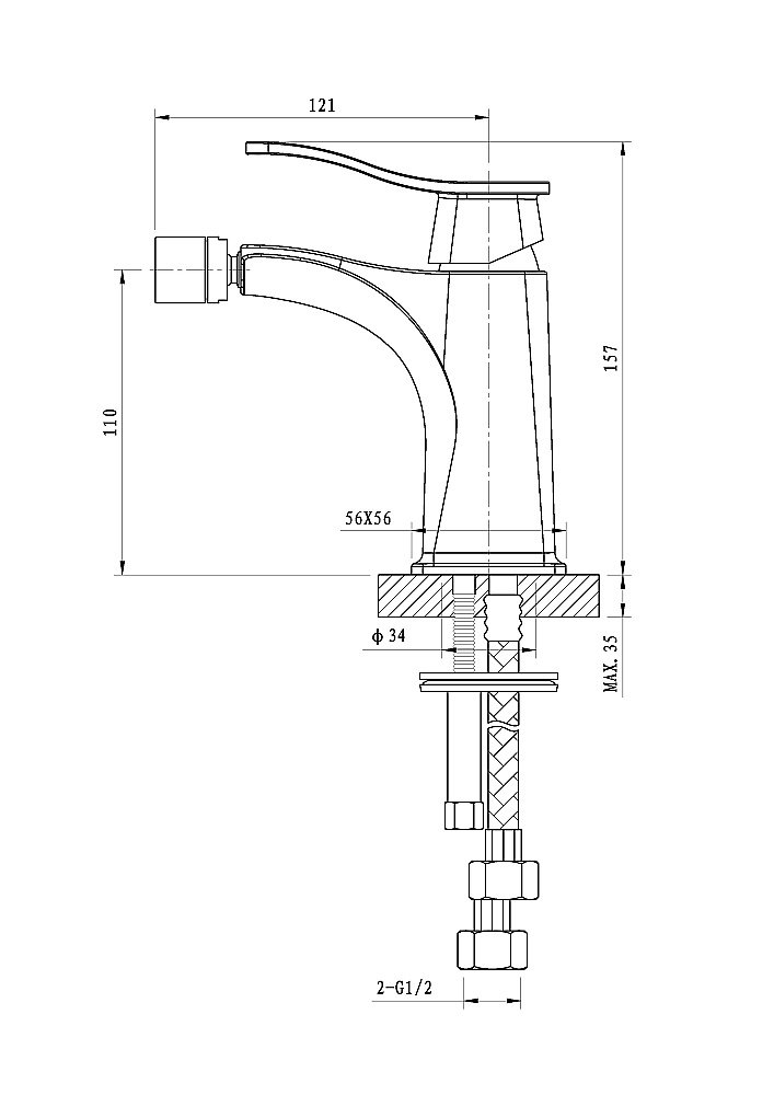 Смеситель для биде WONZON & WOGHAND NAVIA, Хром (WW-185001-CR) купить в интернет-магазине сантехники Sanbest