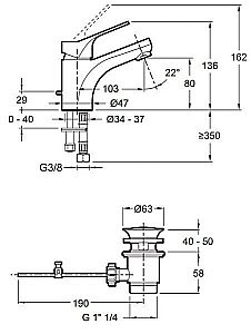 Cмеситель для раковины Jacob Delafon BRIVE E75760-CP купить в интернет-магазине сантехники Sanbest