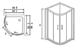 Душевой уголок RGW Passage PA-55 80х80 купить в интернет-магазине Sanbest