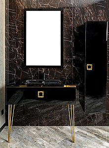 Консоль с раковиной Armadi Art LUCIDO 770-100-B 100 глянцевый черный для ванной в интернет-магазине сантехники Sanbest