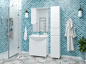 Зеркало со шкафом Misty Чегет 75 П-Чег-02075-01 белый в ванную от интернет-магазине сантехники Sanbest