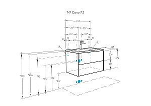 Тумба с раковиной Акватон Сохо 75 слэйт/галька серая для ванной в интернет-магазине Sanbest