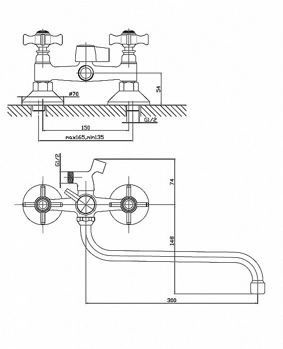 Смеситель для ванны Agger Retro-X A1722200 купить в интернет-магазине сантехники Sanbest