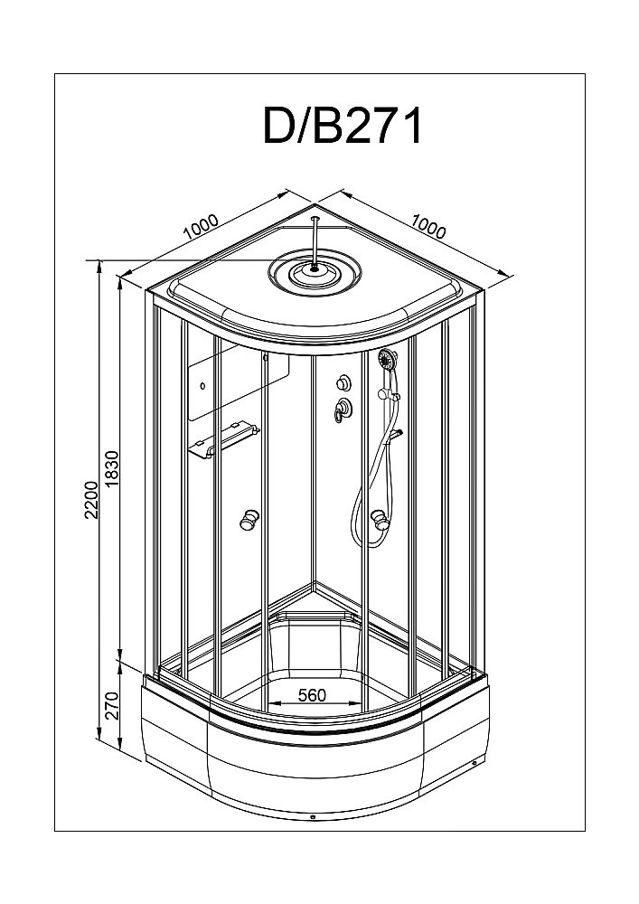 Душевая кабина DTO Серия D D271S 100x100 купить в интернет-магазине Sanbest