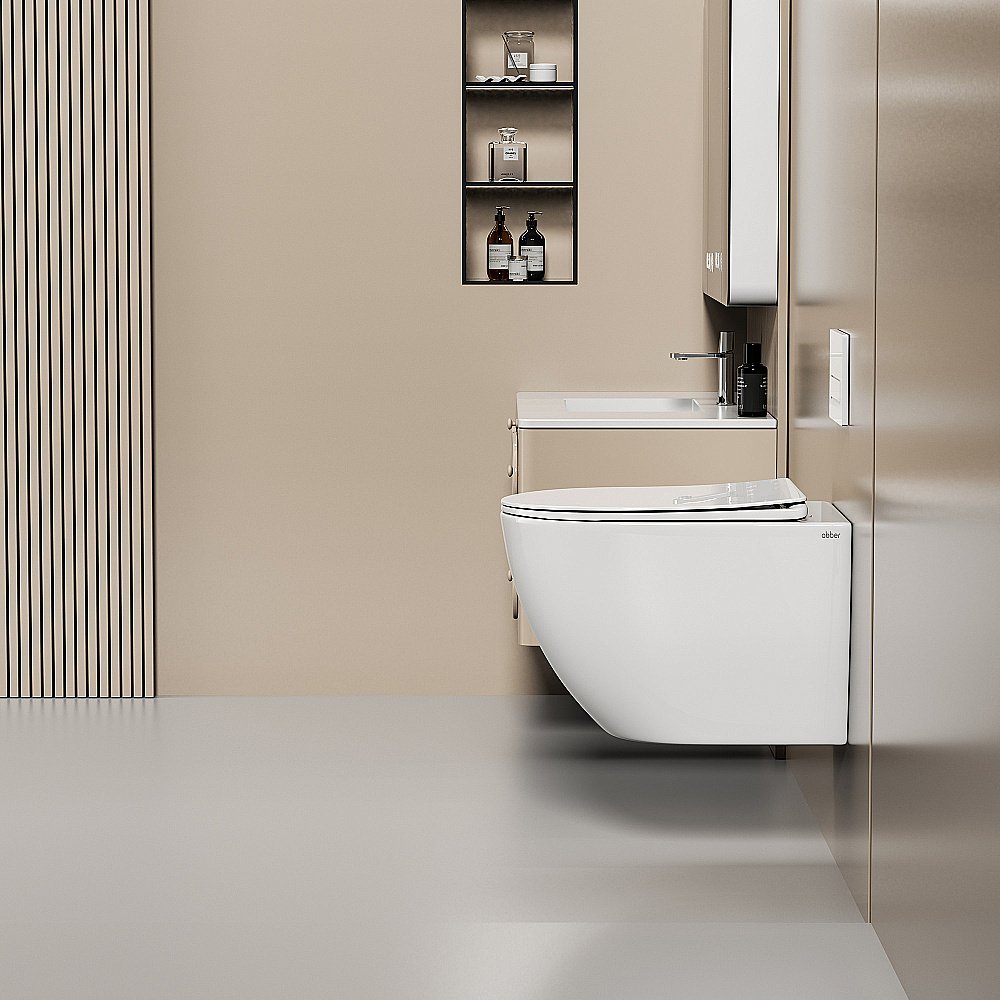 Унитаз подвесной Abber Ultra AC1301 белый, безободковый, с крышкой микролифт купить в интернет-магазине Sanbest