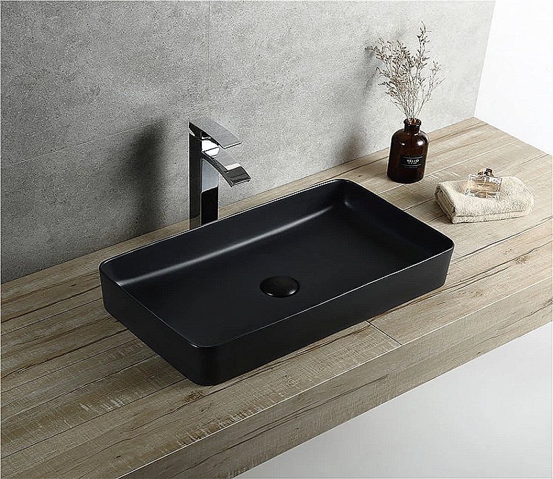 Раковина накладная Ceramalux NC 60,5 9396-1МВ черная матовая купить в интернет-магазине Sanbest