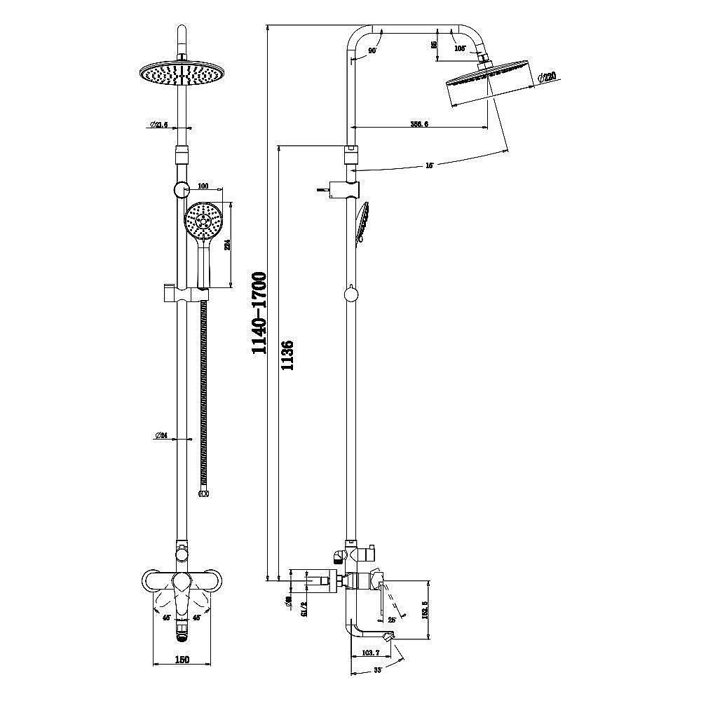 Душевая система Olive's Barros 22511-1BR купить в интернет-магазине сантехники Sanbest