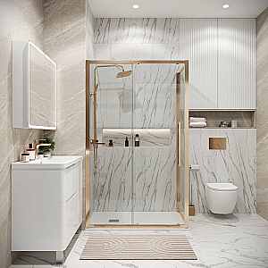 Душевой уголок Grossman Cosmo 120х100 120.K33.02.1210.32.00 стекло прозрачное/профиль золото брашированное купить в интернет-магазине Sanbest