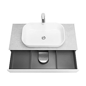 Тумба с раковиной Акватон Марбл 100/Лола 60 слейт/белая матовая для ванной в интернет-магазине Sanbest