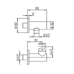 Подключение для шланга Paini 50PZ480TT черный брашированный купить в интернет-магазине сантехники Sanbest