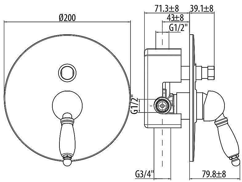 Смеситель для душа Gattoni Orta 2734/27V0.CHbr бронза купить в интернет-магазине сантехники Sanbest