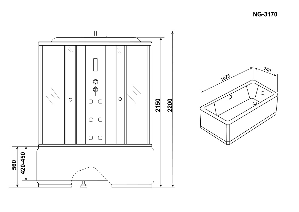 Душевая кабина Niagara Ultra NG-3170-01 170x75 купить в интернет-магазине Sanbest