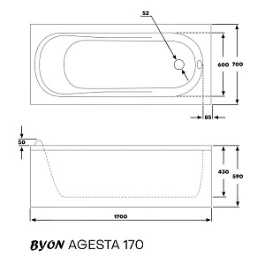 Ванна акриловая Byon Agesta 170х70 купить в интернет-магазине Sanbest