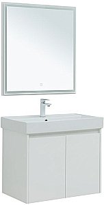Тумба с раковиной Aquanet Nova Lite 75 с зеркалом, 2 дверцы белый глянец для ванной в интернет-магазине Sanbest