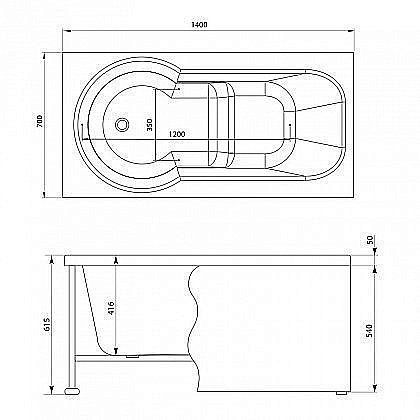 Акриловая ванна Aquanet Largo 140x70 205512 с к/с купить в интернет-магазине Sanbest