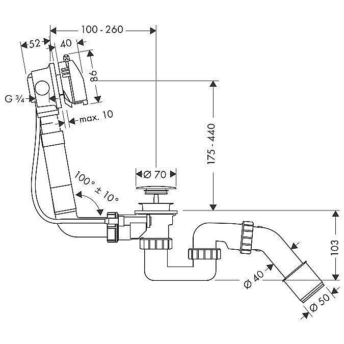 Слив-перелив для ванны Hansgrohe Exafill 58123000 купить в интернет-магазине сантехники Sanbest