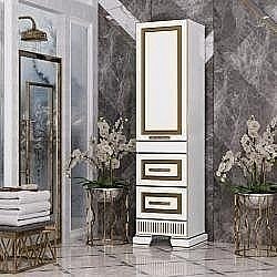 Пенал Опадирис Оникс 49 левый, белый/золотая патина купить в интернет-магазине сантехники Sanbest