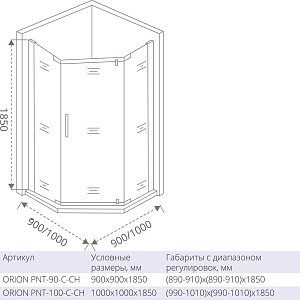 Душевой уголок Good Door ORION PNT-90-C-CH 90x90 купить в интернет-магазине Sanbest