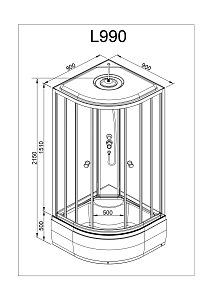 Душевая кабина Deto L 990 90х90 купить в интернет-магазине Sanbest