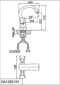 Смеситель для раковины D&K Hessen Grimm DA1382101 купить в интернет-магазине сантехники Sanbest