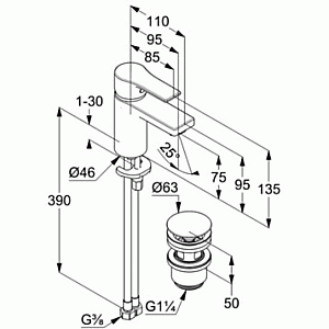 Смеситель для раковины Kludi Zenta SL 482660565 хром купить в интернет-магазине сантехники Sanbest