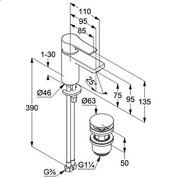 Смеситель для раковины Kludi Zenta SL 482660565 хром купить в интернет-магазине сантехники Sanbest