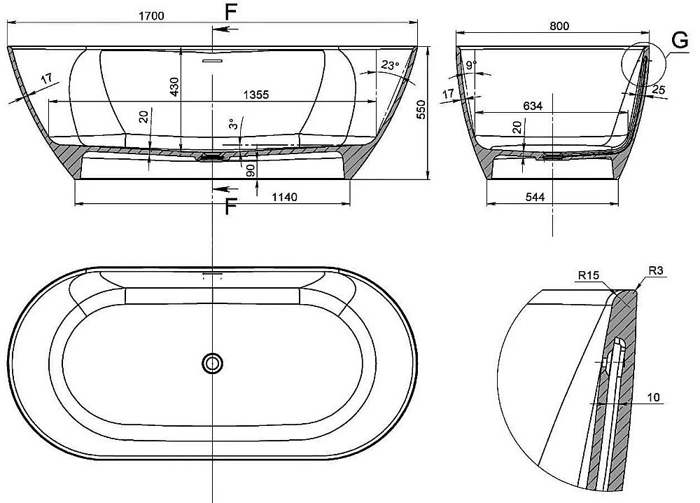 Ванна BAS Катания 170х80 ВА00029 белая матовая купить в интернет-магазине Sanbest
